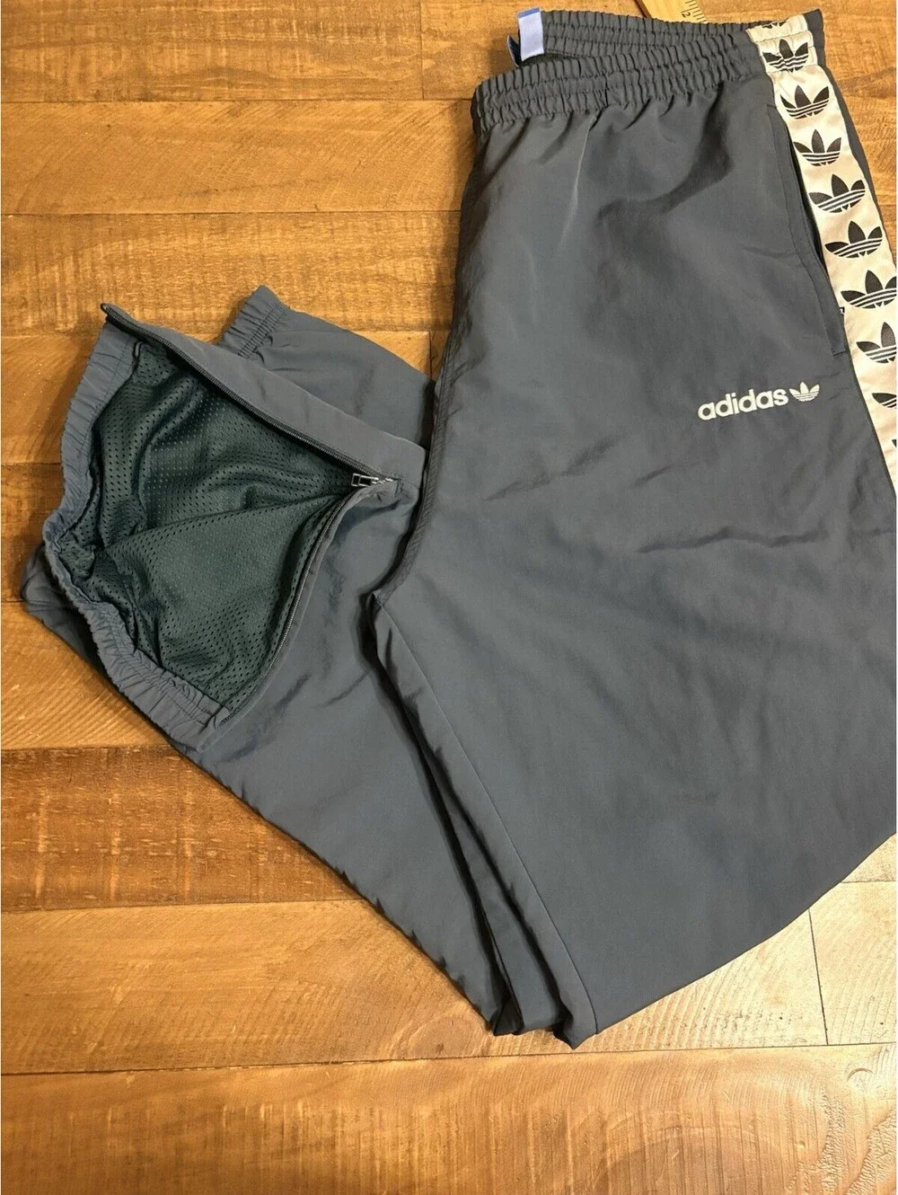 adidas Originals TNT Trefoil Tape Ankle Zip Track Pants Men XL Green Y2K